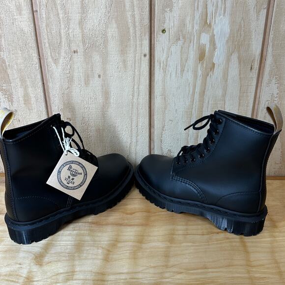 NEW Dr Martens Vegan 1460 Bex Mono Black Felix Rub Off Lace Up Boots W7 M6 EU38 - Picture 6 of 9